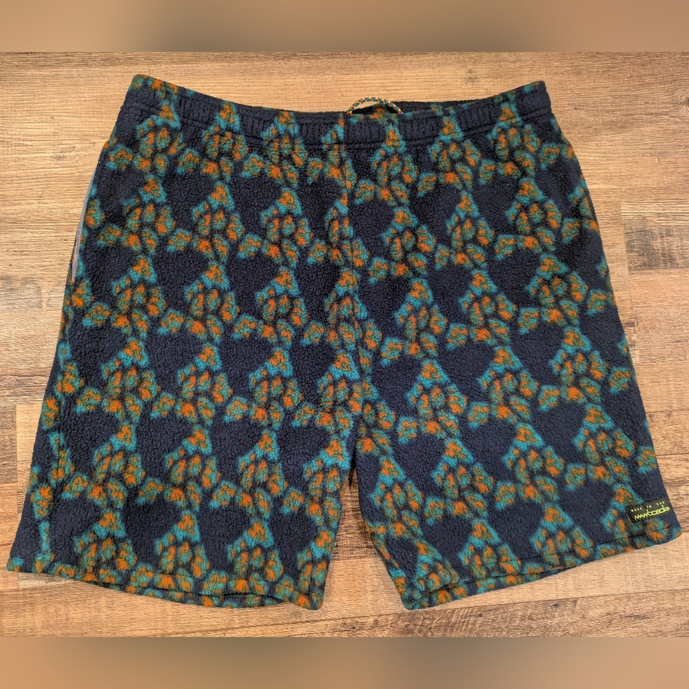 Vintage Mambosok Men's Pattern Fleece Pull On Shorts Made In The USA Biggest